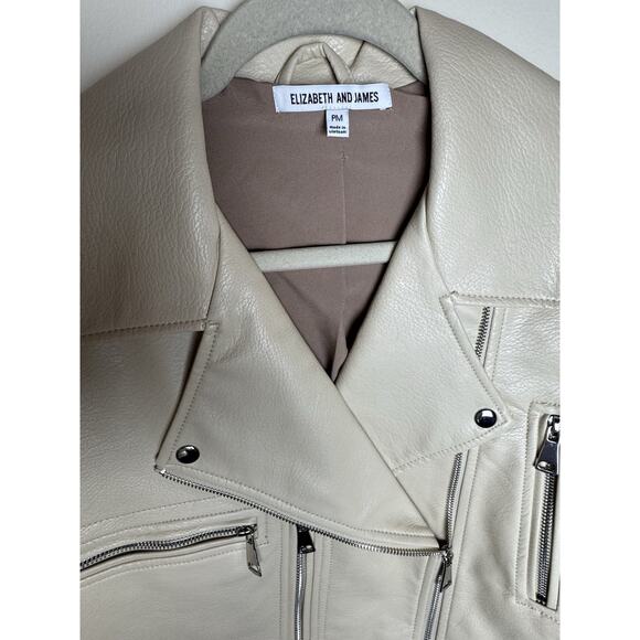 NWOT Elizabeth and James Cream Faux Leather Jacket Size PM - Picture 3 of 3